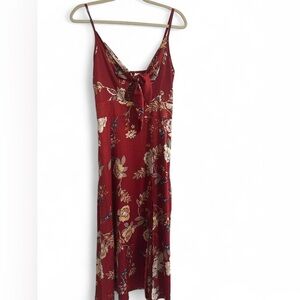 Chic Red Floral Midi Dress